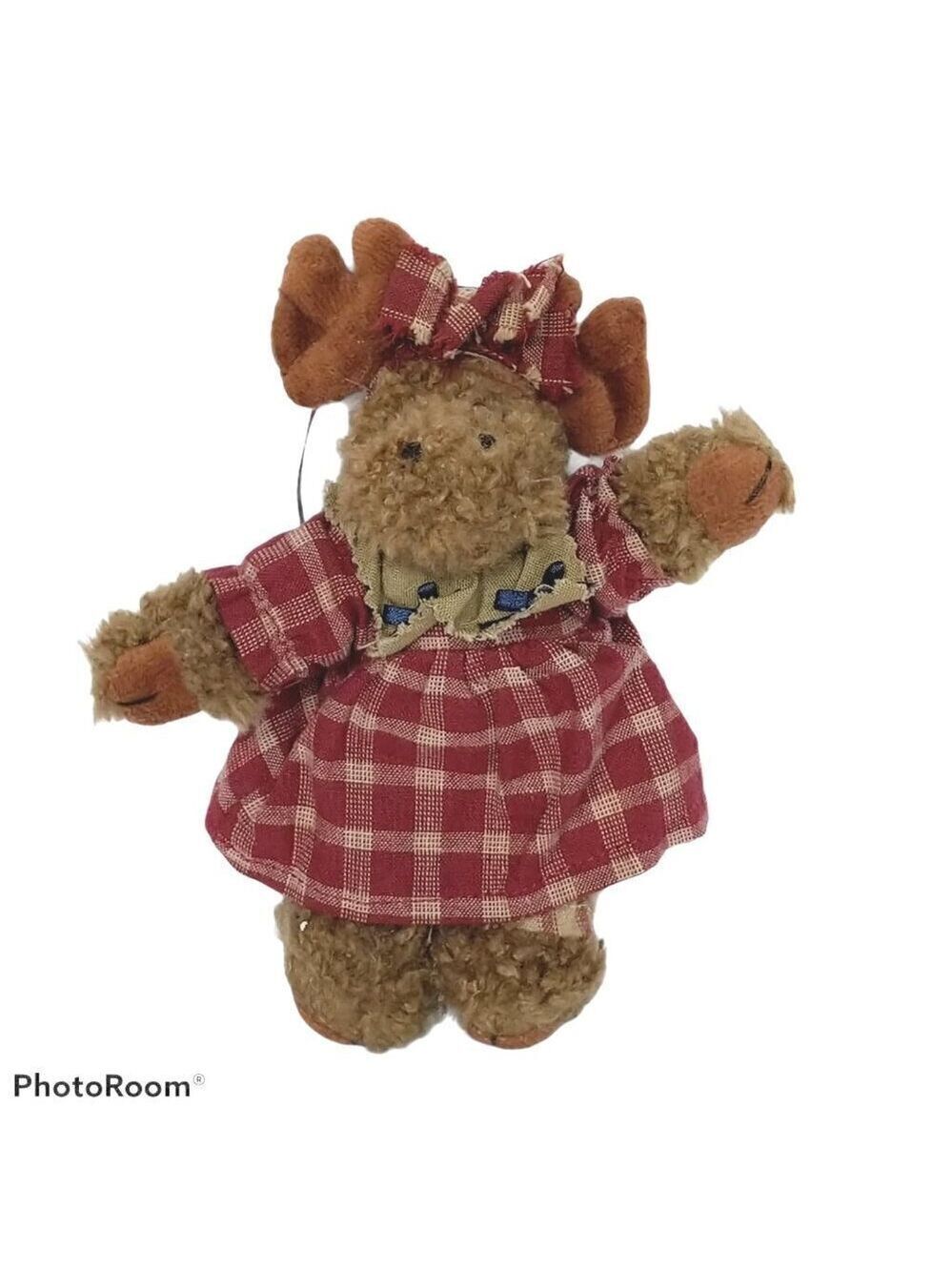 Boyds Bears Mocha Mooseby Plush Christmas Ornament 6.5 in